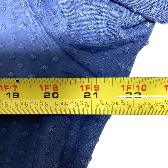 Reb in J Dress Slate Blue Swiss Dot Mid Length Tiered Skirt Long Sleeve Size L - Picture 9 of 14